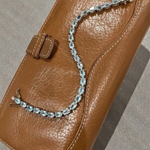 Sky Blue Topaz Oval Gem Prong Setting 925 Sterling Silver Tennis Bracelet 7.5”